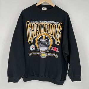 Vintage 1995 AFC Champion Pittsburgh Steelers sweatshirt XL Cotton Blend‎